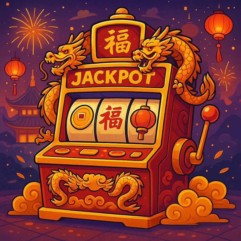 Ilustrasi permainan slot online berwarna-warni di platform dultoto